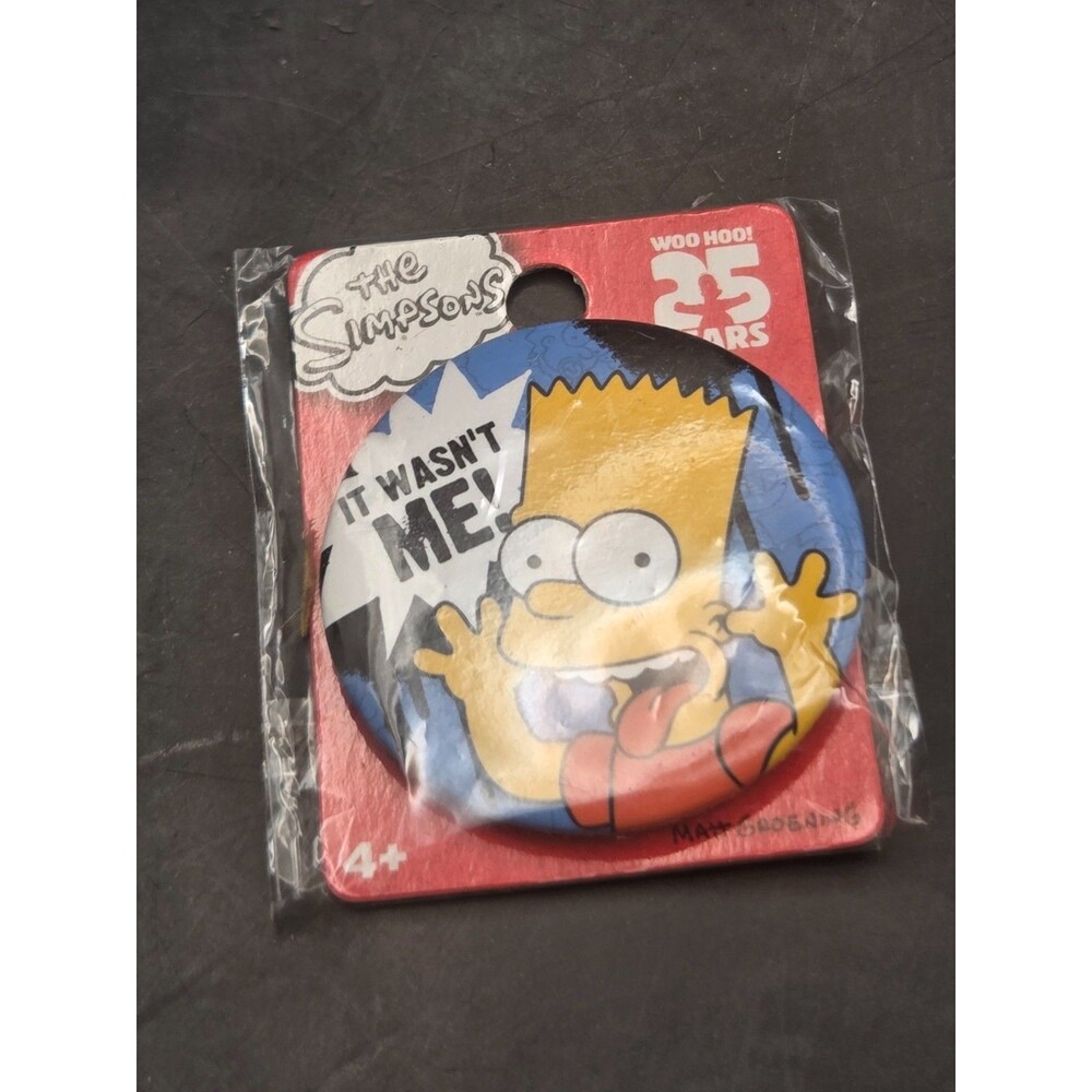 Bart Simpson The Simpsons Button It Wasn't Me 25th Anniversary New Sealed